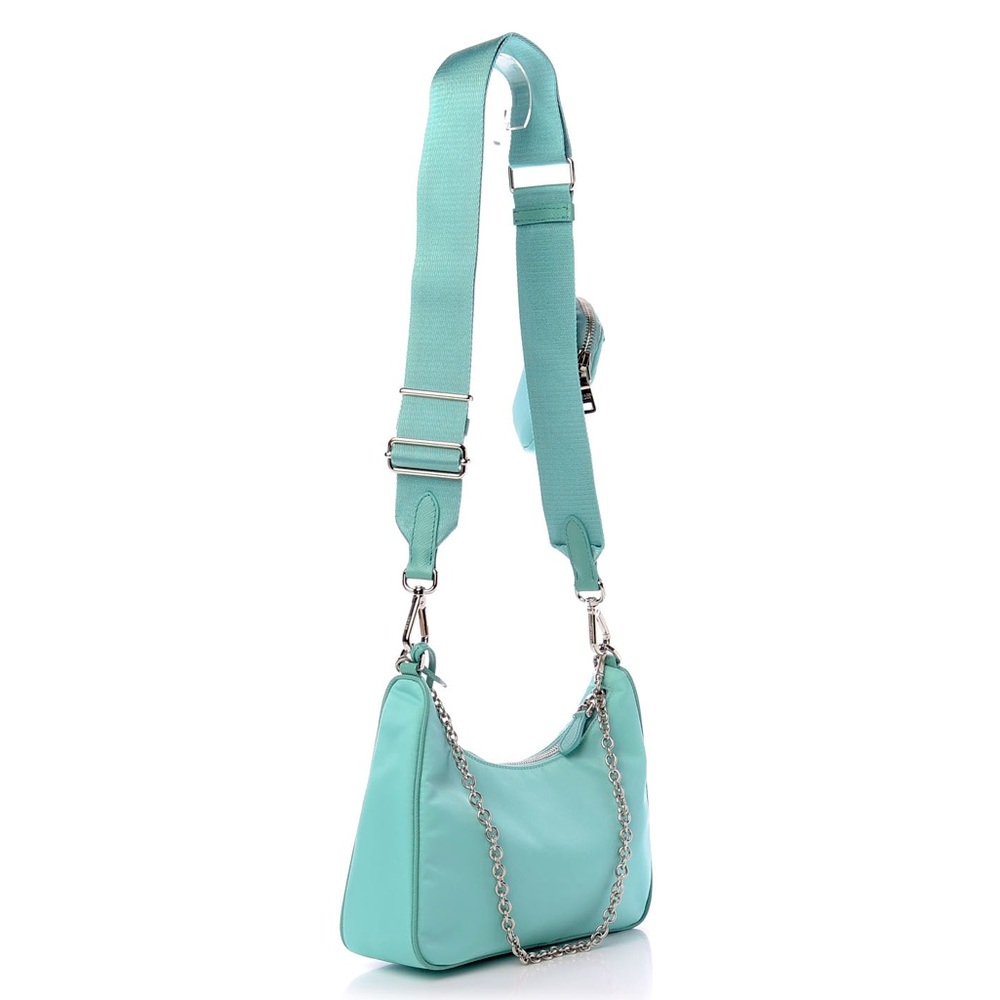 Rare & Authentic Prada Re-Edition 2005 Nylon Bag in Jade Green Like Tiffany Blue - Picture 4 of 16